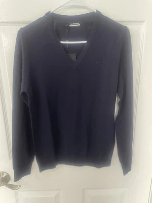 J Lindeberg High End Golf Women's AMAYA V-NECK KNIT GOLF SWEATER Medium Navy NWT