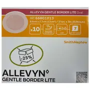 ALLEVYN Gentle Border Lite Oval 8.6cm x 7.7cm 10 Pack by Smith & Nephew
