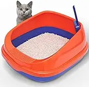 Large Semi-Enclosed Cat Toilet Splash-Proof Cat Litter Box Easy to Clean Cat Pan with Litter Spoon