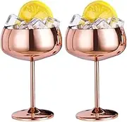 CVBFDB Champagne Glasses Set of 2 Stainless Steel Vintage Martini Cocktail Glass Wine Goblet