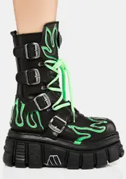 [New Rock] Neon Green M-Tank015-C4 Combat Boots