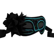 Aqua Electro Luminescent Wire Black Lace Party Mask