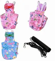 Magnoloran 2 Pcs Bird Diapers Bird Harness Flight Suits Diapers with 80in Flying Leash Reusable Parrot Nappy with Waterproof Inner Layer for Cockatiel Budgie Conure Parakeet Lovebird-Pink&Blue