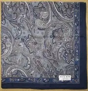 HANAE MORI *Bitter-Blue Paisley Night-Blue Frame Handkerchief 45cm /SEKOUSA*22
