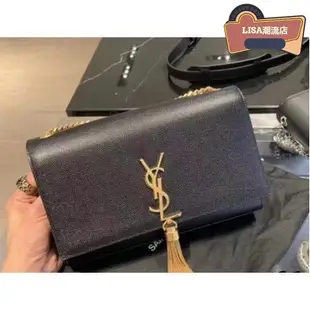 SAINT LAURENT kate monogram YSL流蘇金鍊 鍊條包 黑色