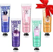 5 Pack Perfume Hand Cream for Dry Cracked Hands,- Perfume Fragrance Mini Hand Lotion Moisturizing Hand Care Cream, Valentines Day Gifts, Birthday Gifts for Women Girls.