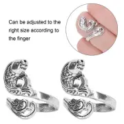 2Pcs Koi Carp Ring Size Adjustable Exquisite Retro Stainless Steel Koi Fish Ring