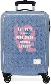 [Pepe Jeans] Noni Denim Cabin Suitcase Multicolor 38x55x20cm Hard ABS Closure TSA 34L 2kg 4 Wheels Double Hand Luggage by Joumma Bags, Multicoloured, Cabin Suitcase, Multicoloured, Cabin Suitcase