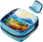 Period Bag,Sanitary Napkin Storage Bag,Autumn Landscape Forest Mountain,Tampon Holder for Purse