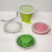 Collapsible Silicone Drinking Water Cups with Lid for Camping Picnic Snack Cups