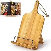 HopeNest Wooden Cookbook Stand for Kitchen, Recipe Book Holder for Counter, Rustic Recipe Book Holder, Adjustable Cookbook Holder for Easy Cooking