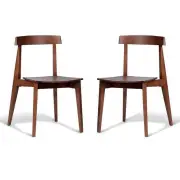 Set of 2 - Masa Ito Oriental Dining Chair - Walnut Timber Seat