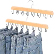 Jean Hangers for Closet, 14 Wood Jeans Hooks Space Saving, 180° Rotating Jean