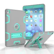MCC Stylish Shockproof iPad Air 2 Case Cover Heavy Duty 3-in-1 Kids Apple [Grey+Light Blue]