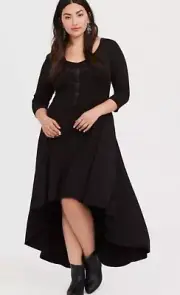 Torrid Her Universe Disney Maleficent 2 Black Jersey Hi-Lo Dress Size 0 12 Large