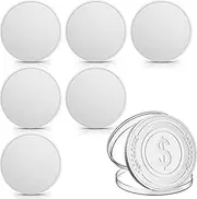 weparmeety 6 Pcs Blank Challenge Coin, Engraving Blanks Coins Threaded Edged 40 mm with Acrylic Protection Box Laser Engravable Pattern for DIY Crafts Commemorative Collection (Sliver)