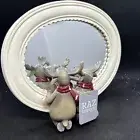 6”x8” Round Holiday Moose Metal Table Top Mirror Finish NEW With Tag