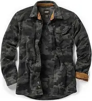 [CQR] Men's Long Sleeve Heavyweight Fleece Shirts, Plaid Button Up Shirt, Warm Corduroy Lined Collar & Cuffs Shirt