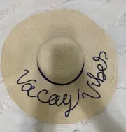 NEW VACAY VIBES Floppy Faux Straw Hat Spring Break Sun Hat For Beach Pool
