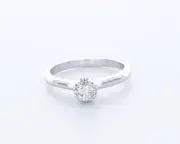 0.5CT Natural Diamond H/SI1 Round Brilliant 14K Gold 8-Prong Classic Accent Ring