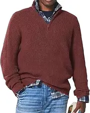[motyeak] 2024 New Men's Cashmere Business Casual Zipper Sweater,Quarter Zip Mens Sweater (Red,S)