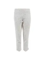 Cream Lace Block Cropped Trousers