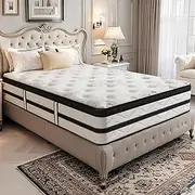 JFHID Queen Mattress, 35CM Thickness Queen Bed Foam Mattress, High Density Medium Firm Foam Comfort Mattresses in a Box, Pocket Springs Hybrid Mattresses with Ergonomic Design and Full Body Support