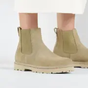BIRKENSTOCK HIGHWOOD SLIP-ON TAUPE WOMEN'S SIDE ELASTIC CHELSEA BOOTS MEDIUM/NAR