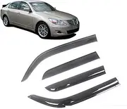 Black Tinted Car Side Window Visor Guard Vent Awnings Shelters Rain Guard Door Ventvisor Compatible with Hyundai Genesis 2009-2010 Auto