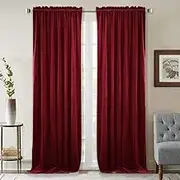 StangH Theater Red Velvet Curtains - Rustic Home Decor Sound Absorbing Blackout Heavy Duty Velvet Drapes with Dual Rod Pocket for Media Room, Ruby Red, W52 x L84-inch, Sold 2 Panels