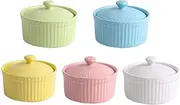 5 Pcs Assorted Color Bowls Lid Baking Pudding Creme Brulee Oven Safe Ramekins Desserts Dipping Sauces Charcuterie Board