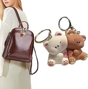 [Kuehssn] Bear Matching ,Key Chain Cartoon Pendant - Couple Cute , Car Key Ring 2, Magnetic Bag Charm for Purses Bags Backpacks, A Pair, Refer to description