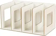 SiaBiced Wooden Desktop Bookshelf, Small Decorative Portable Bookcase, Book Organizer for Study Room, Office and Home, White, as described
