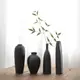汝窰黑色陶瓷花瓶創意新中式禪意複古文藝插花花器日式台麪擺件 (5.9折)