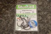 Mustad 39929NP-BN Ultra Point Size 4/0 2X Inline Wide Gap Circle Hooks Pack of 6