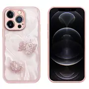 For iPhone 12 Pro Max 6.7 inch Tempered Glass+TPU Cover Rose Pattern Anti-scratch Phone Case