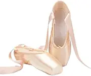 [TangDao] Girl's Professional Canvas Ballet Dance Toe Shoes Professional Satin Pink Ballet Pointe Ballet Flats Shoes with Ribbons
