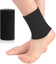 Gel Tubing Ankle Sleeve, 1 Pcs Compression Sleeve Ankle Protector Brace for Figure Skating, Roller, Riding, Free Cutting Foot Support Socks (5 x 3.2 inch) (Black)