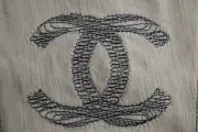 NEW CHANEL 08 P Off White Jeans Pants Embroidered HUGE CC Flared Beige Ecru 38