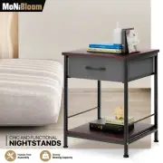 Modern[MDF TABLETOP+CLOTH DRAWER]Nightstand Open Storage Shelf Bedside End Table