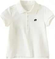 [DAVE & BELLA] DAVE&BELLA Girls Short Sleeve Golf Polo Shirts Quick Dry Athletic Tops Tennis Shirts Girl School Uniform Tops for Aged 1-8
