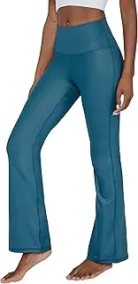 [90 Degree by Reflex] Faux Leather Flared Leg Yoga Pants - Squat Proof Interlink V-Back Cire Leggings