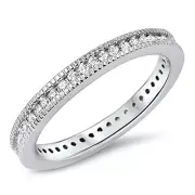 Sterling Silver 925 Vintage Antique Women's Eternity Wedding Band Ring Size 4-10