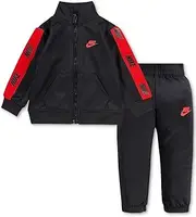 [Nike] Kids Baby Boy's Logo Taping Jacket and Pants Two-Piece Track Set (Toddler) Black 2T Toddler
