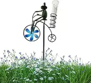 Yard Rain Gauge with Frogs, Rain Gauge for Pathways, Patio Rain Gauge with Frog Sculptures, Artistic Water Gauge for Outdoors, Rain Measuring Gauge for Lawn, Frog Themed Rain Gauge