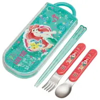 在飛比找樂天市場購物網優惠-小禮堂 迪士尼 小美人魚 日製 滑蓋三件式餐具組 叉匙筷 兒