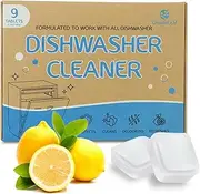OrientLeaf Dishwasher Cleaner Tablets,9 Pack Lemon Scent Dishwasher Cleaner and Deodorizer,Descaler,Removes Limescale,Hard Water Marks,Grease and Odors,9 Month Supply