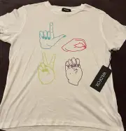 NWT Wildfox Love Signs Keke Tee T-shirt Clean White Size Small