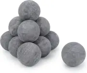Set of 12 Ceramic Fire Balls for Fire Pit ,4" Grey Round Tempered Fire Stones