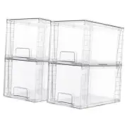 Pack Large Stackable Storage Drawers,Clear Acrylic Drawer Organizers with 4